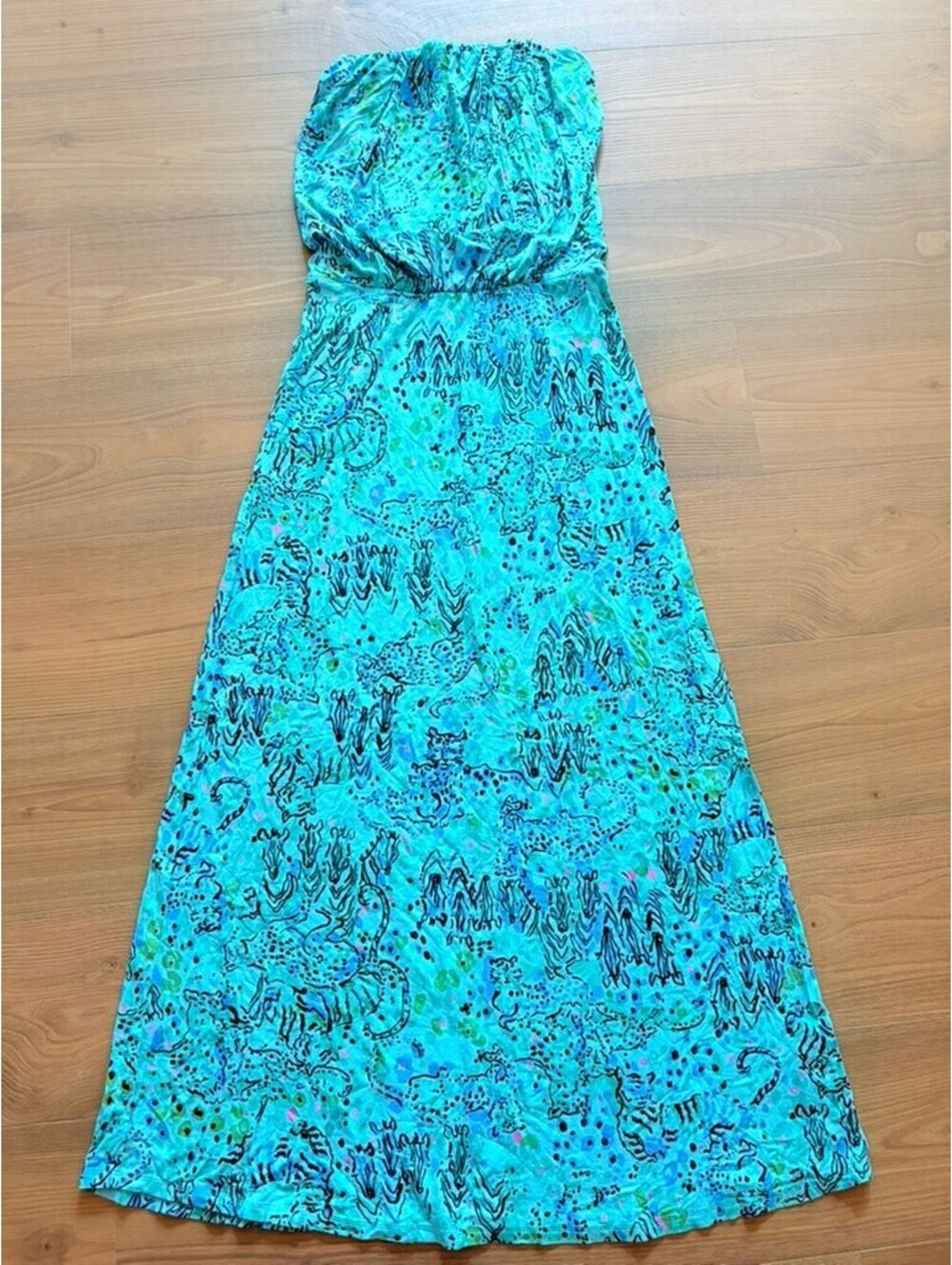 Lilly Pulitzer Marlisa Morada Strapless Maxi Dress Escape to The Everglades XS